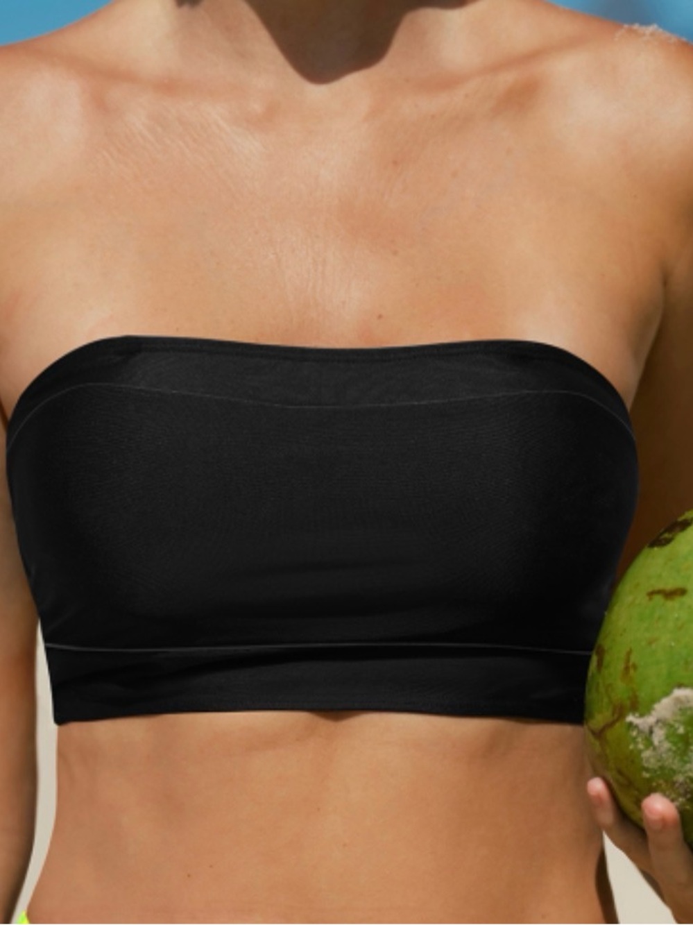 Classic Black Strapless Bandeau Bikini Top